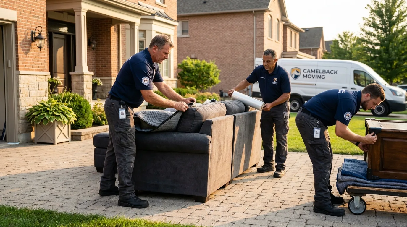 Large estate moving crew wrapping furniture in Chester, NJ